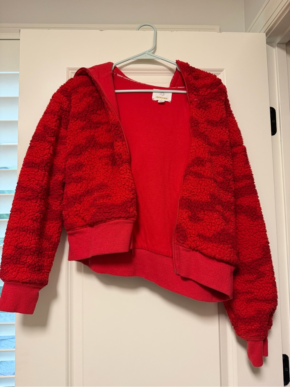 Cozy Red Sherpa Zip Hoodie Jacket